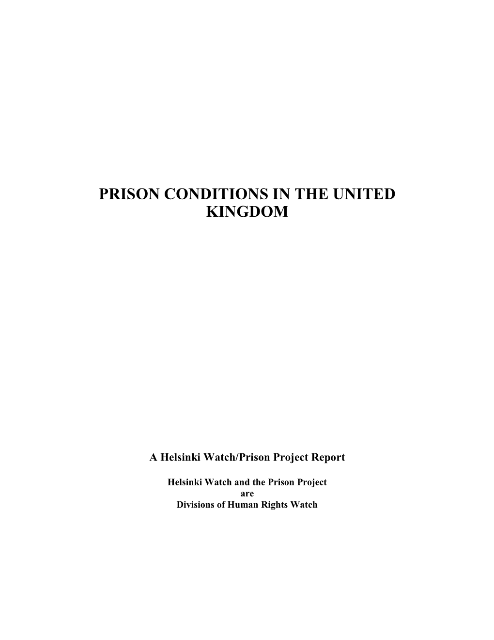 Prison Conditions in the United Kingdom