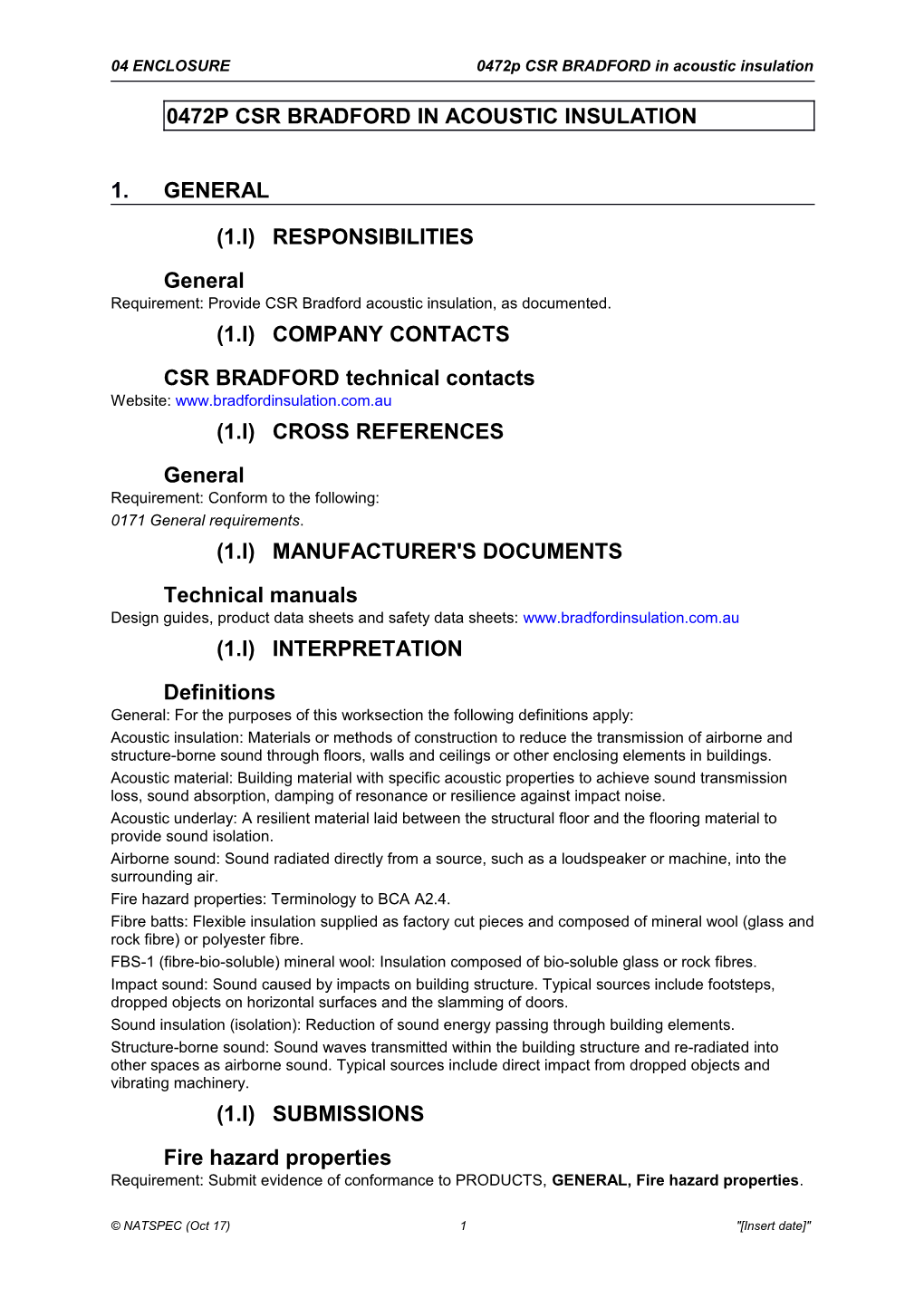 NATSPEC Template File s1