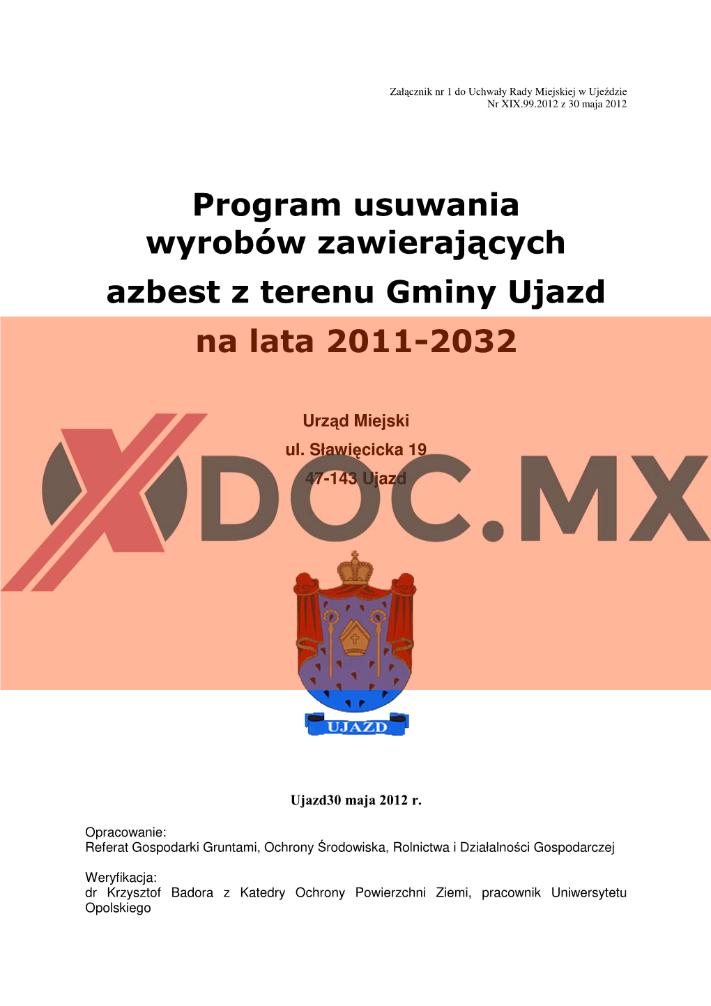 Program Usuwania Wyrobów Zawierających Azbest Z Terenu Gminy