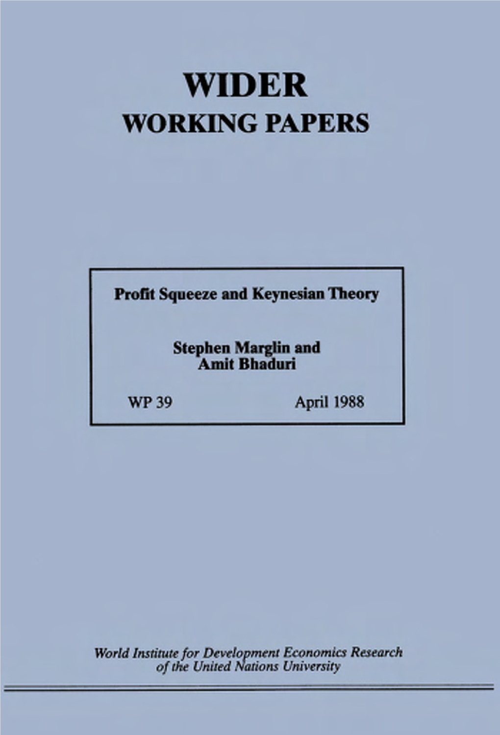 Profit Squeeze and Keynesian Theory