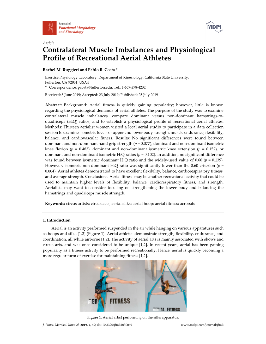 Contralateral Muscle Imbalances and Physiological Profile of Recreational Aerial Athletes