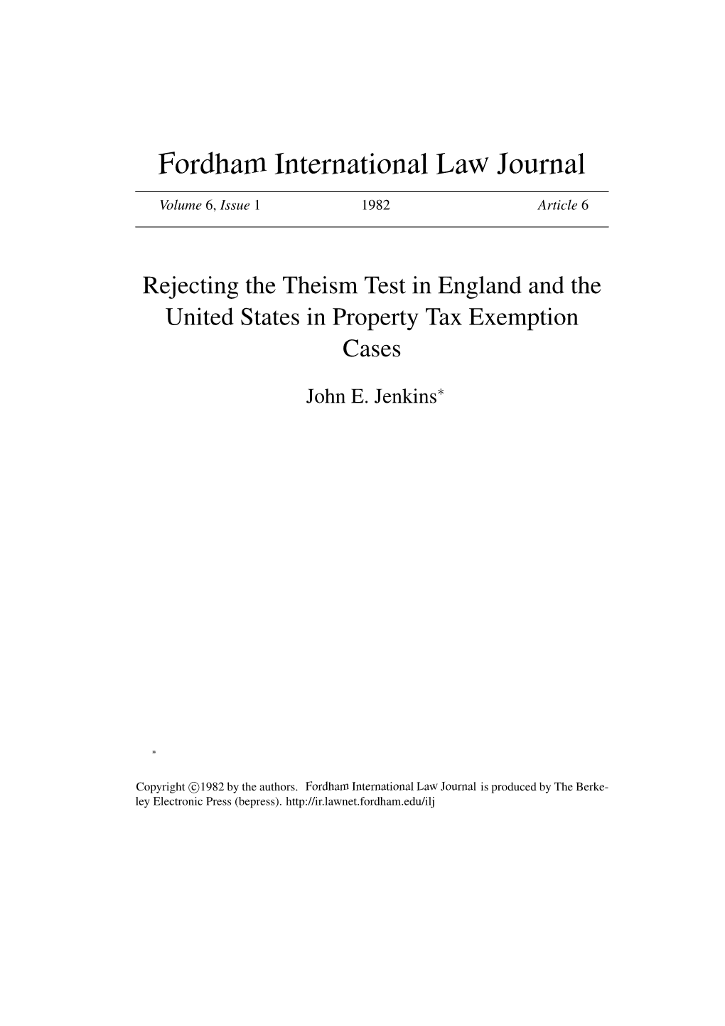 Rejecting the Theism Test in England and the United States in Property Tax Exemption Cases