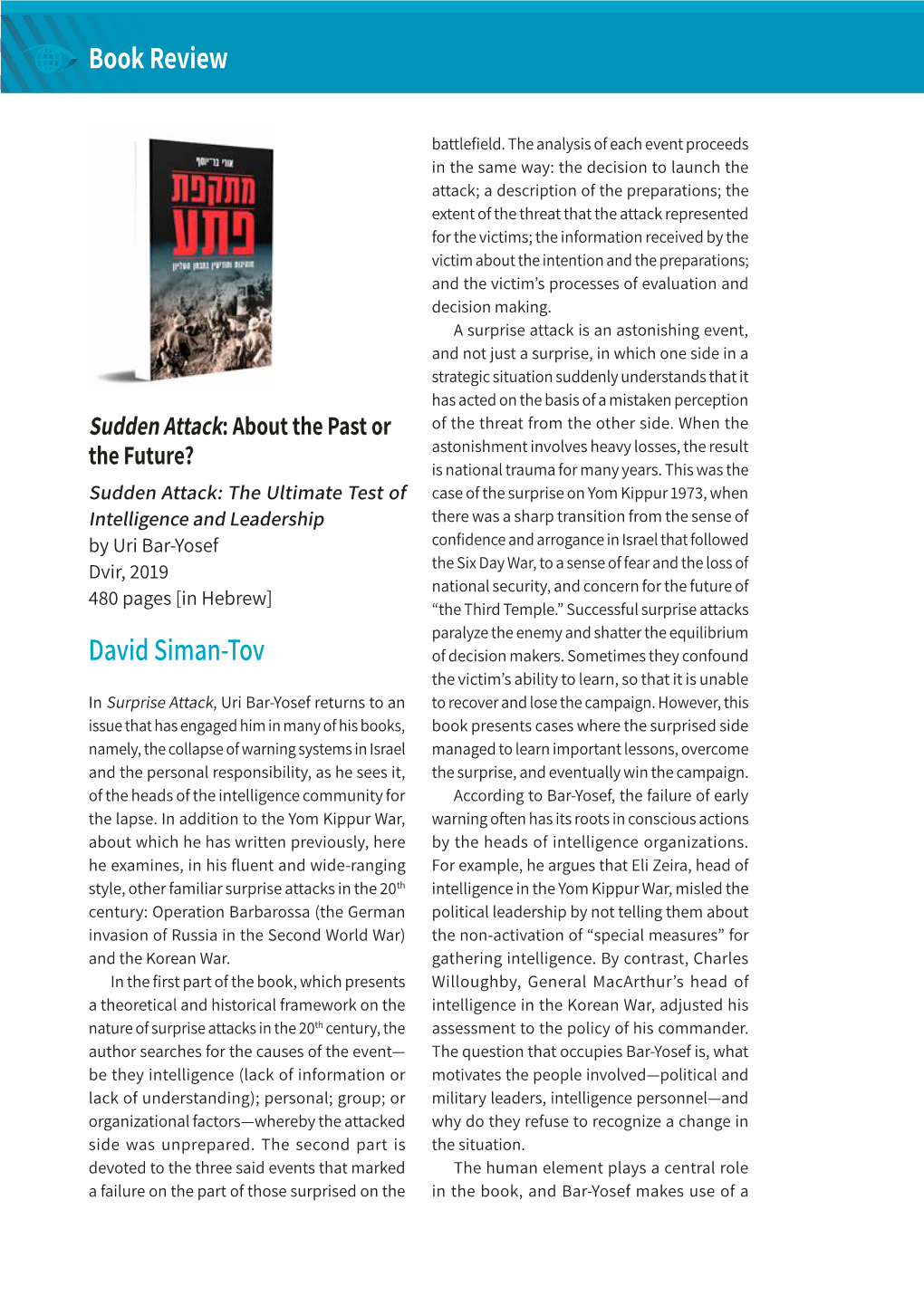 Research Forum Book Review David Siman-Tov