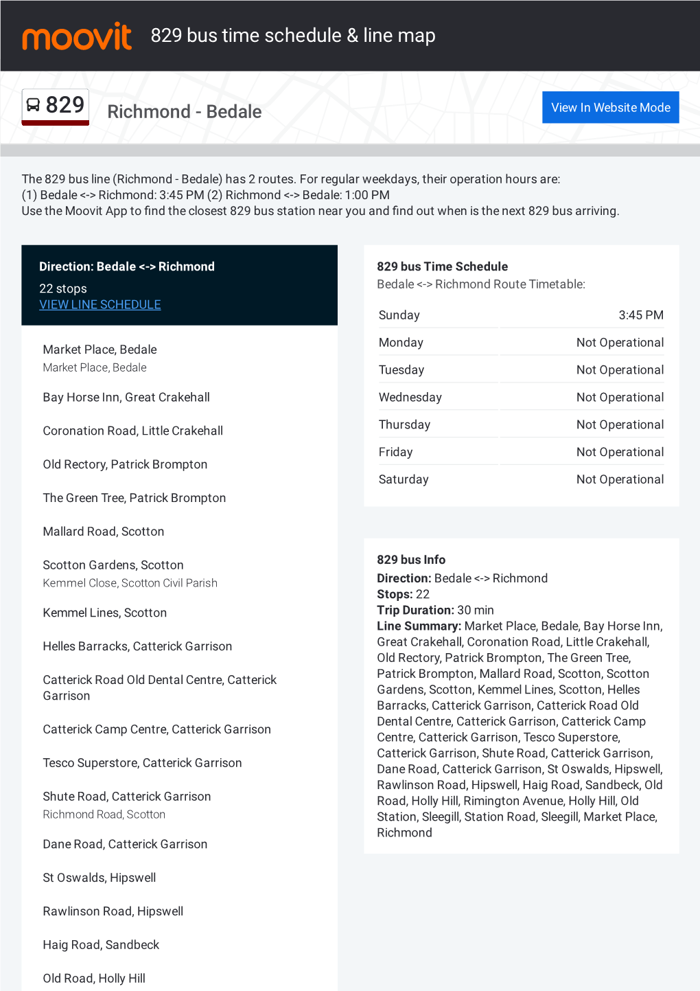 829 Bus Time Schedule & Line Route