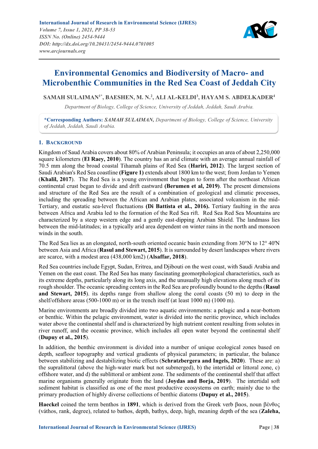 Environmental Genomics and Biodiversity of Macro- and Microbenthic Communities in the Red Sea Coast of Jeddah City