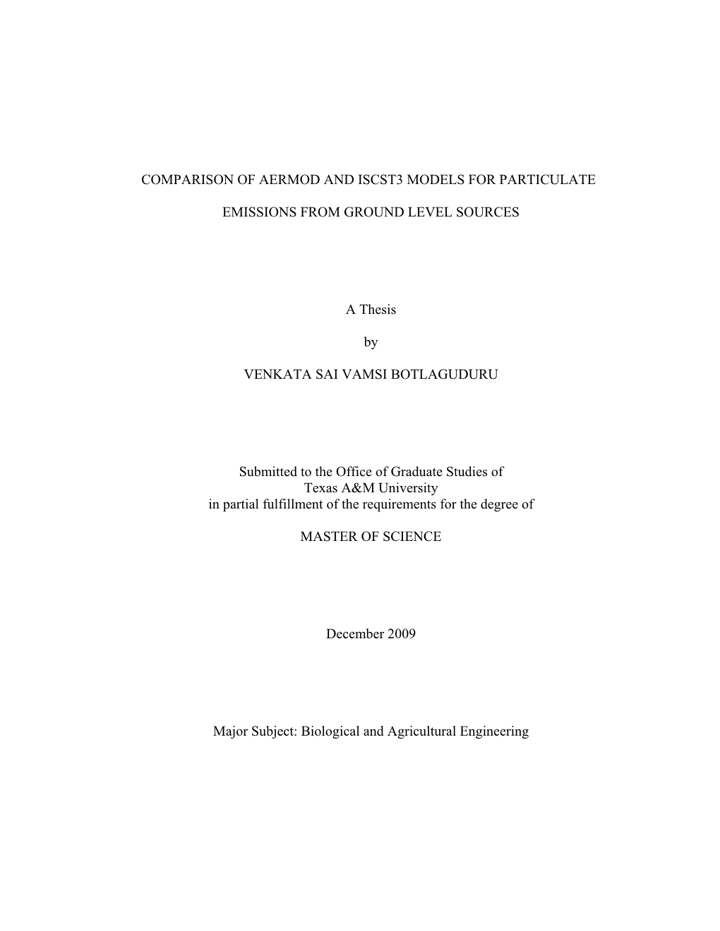 Comparison of Aermod and Iscst3 Models for Particulate