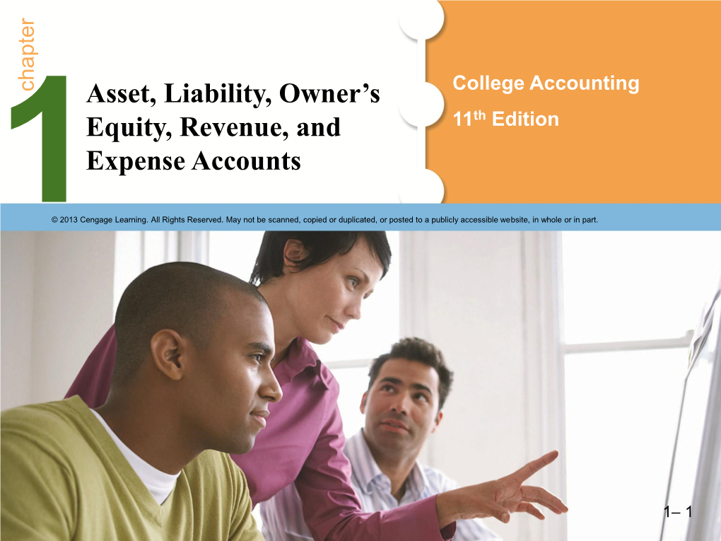 Asset, Liability, Owner's Equity, Revenue, and Expense Accounts