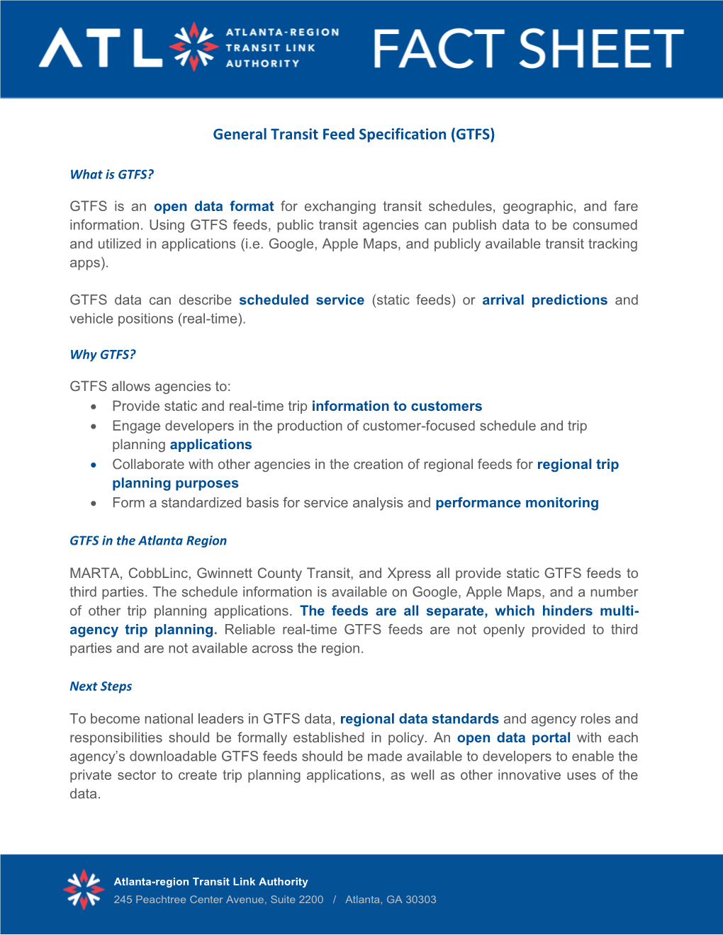 General Transit Feed Specification (GTFS)