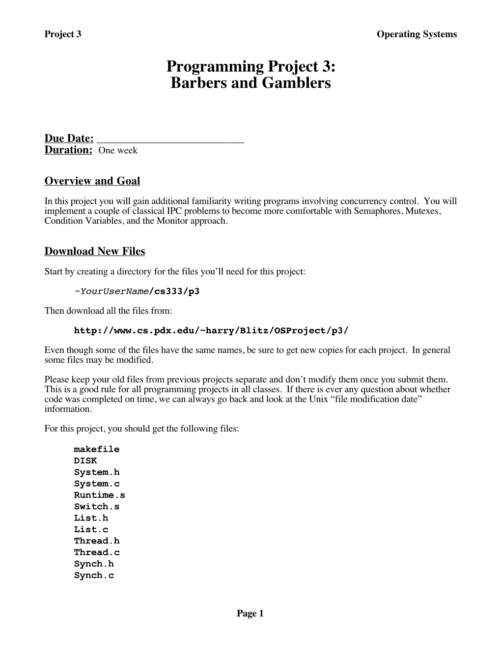 Programming Project 3: Barbers and Gamblers