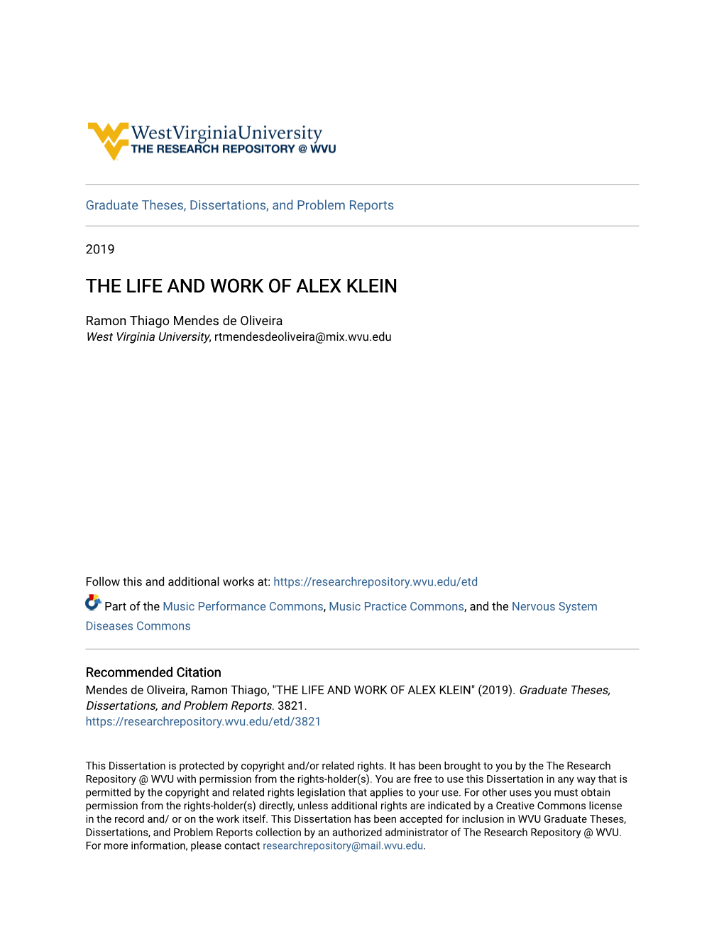 The Life and Work of Alex Klein