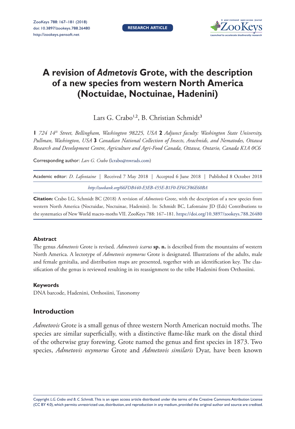 A Revision of Admetovis Grote, with the Description of a New Species from Western North America (Noctuidae, Noctuinae, Hadenini)