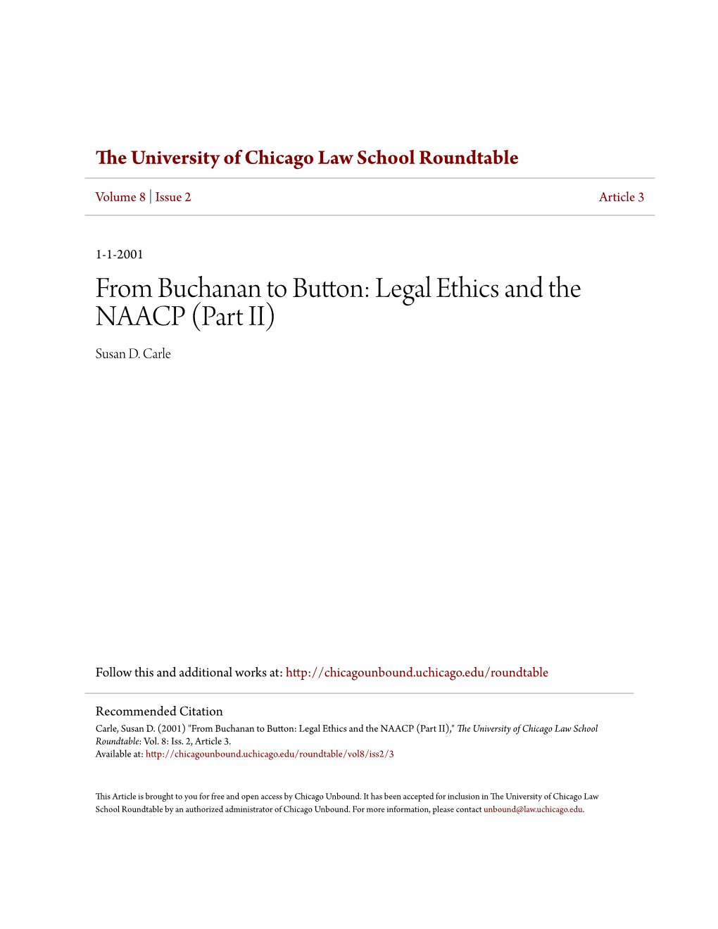 Legal Ethics and the NAACP (Part II) Susan D