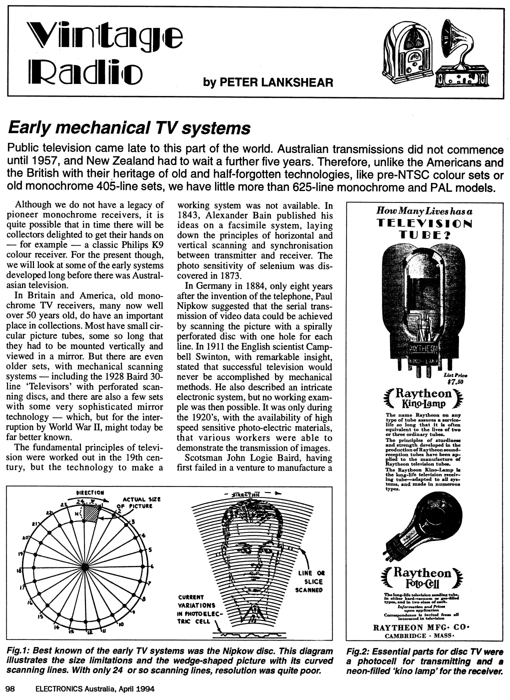 Early Mechanical TV Systems Public Television Came Late to This Part of the World