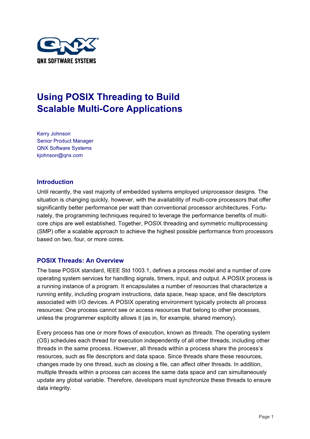 Using POSIX Threading to Build Scalable Multi-Core Applications