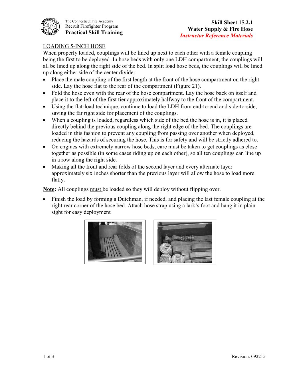 Skill Sheet 15.2.1 Water Supply & Fire Hose