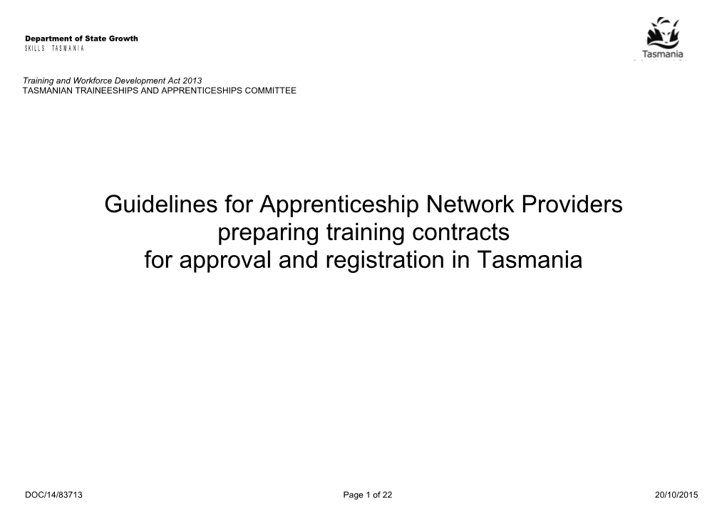 Guide to Completing the National Training Contract