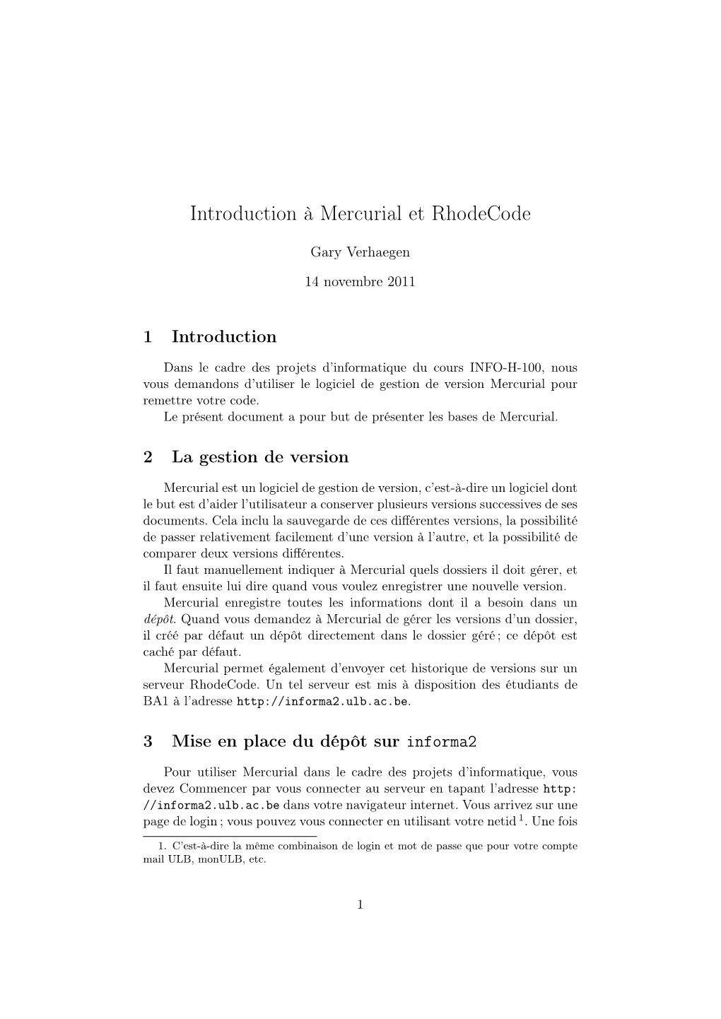 Introduction À Mercurial Et Rhodecode