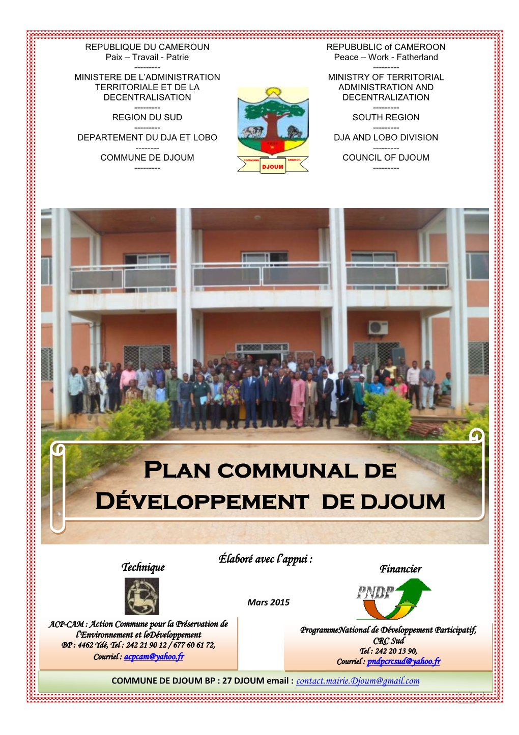 Plan Communal De Développement DE DJOUM
