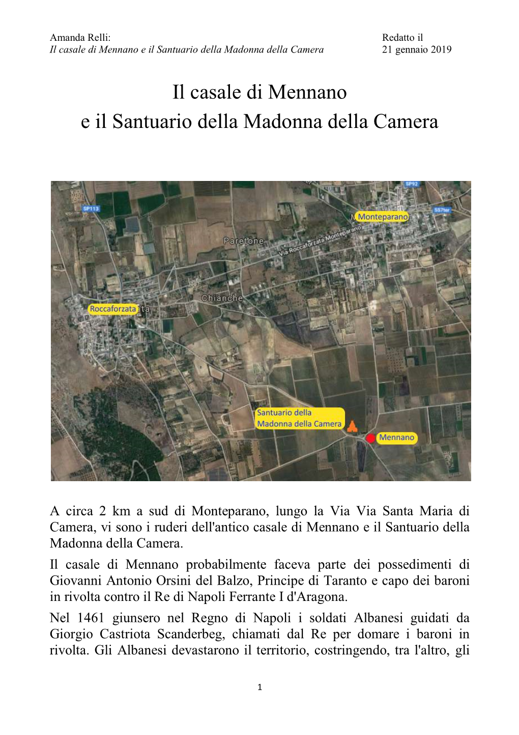 Il Casale Di Mennano E Il Santuario Della Madonna Della Camera 21 Gennaio 2019