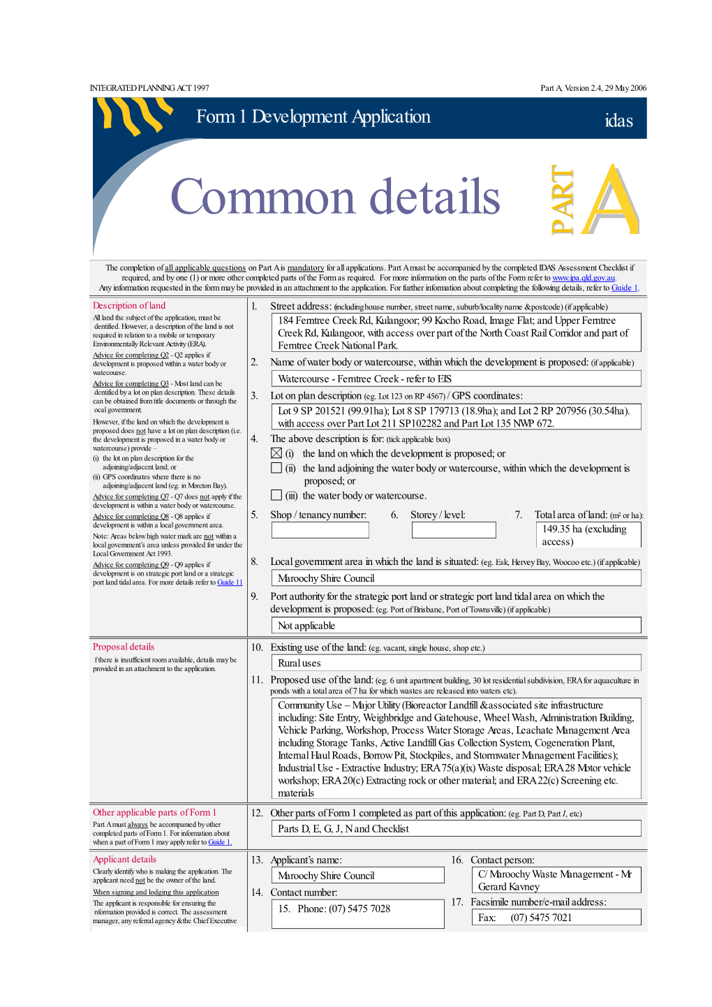 IDAS Forms and Checklist (Including Owner's