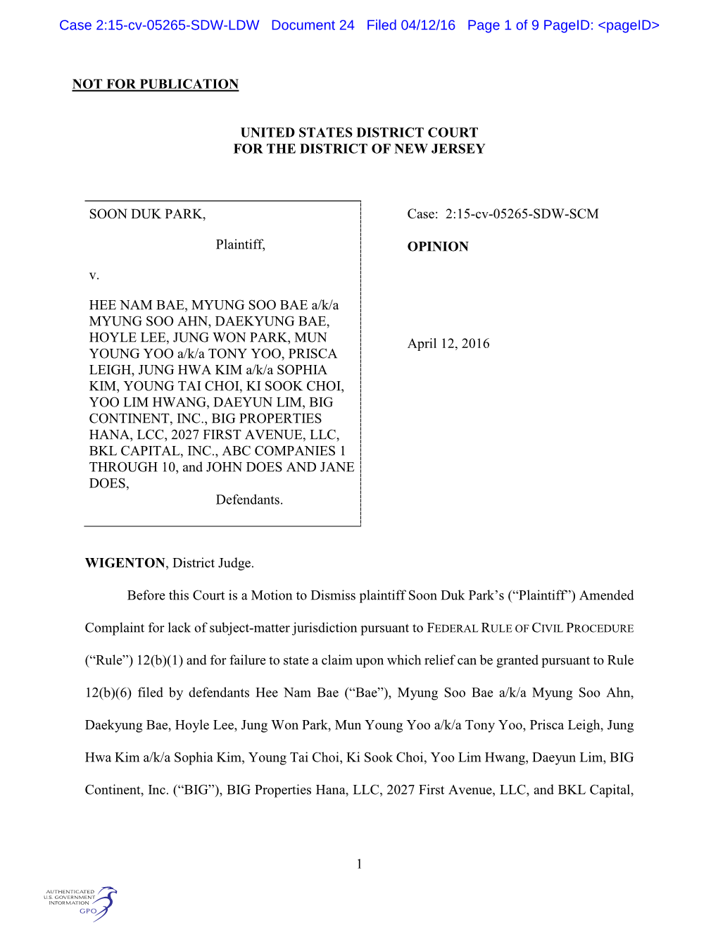 Case 2:15-Cv-05265-SDW-LDW Document 24 Filed 04/12/16 Page