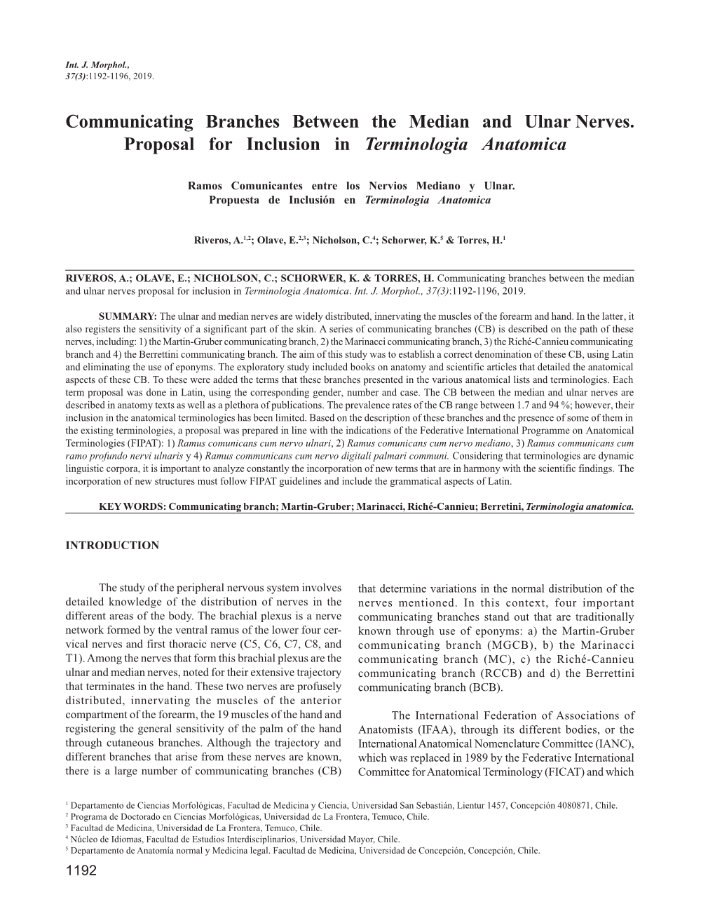 Communicating Branches Between the Median and Ulnarnerves