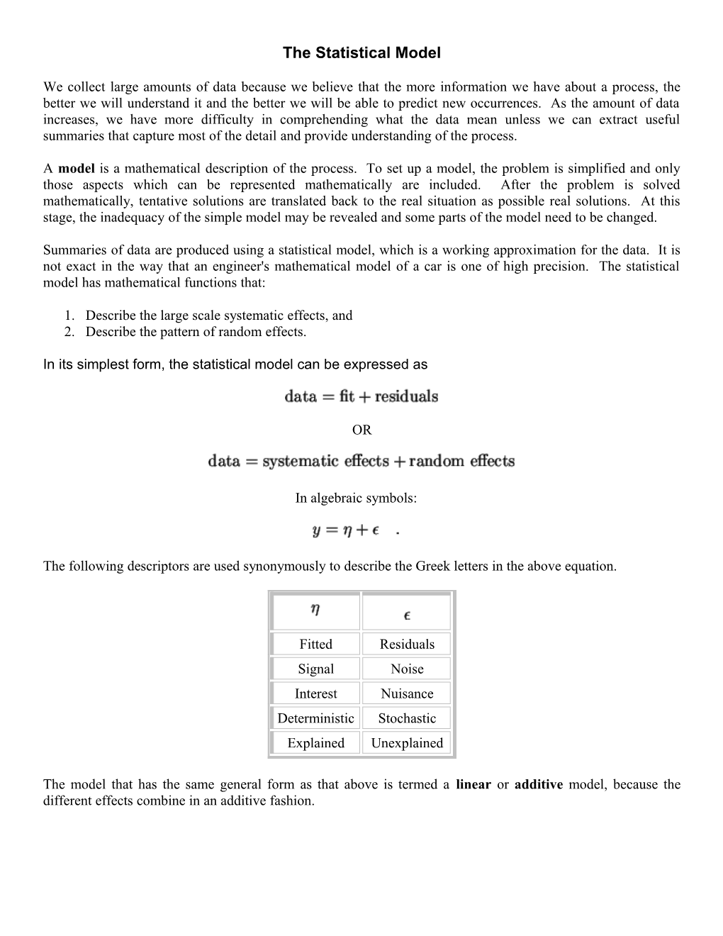 The Statistical Model