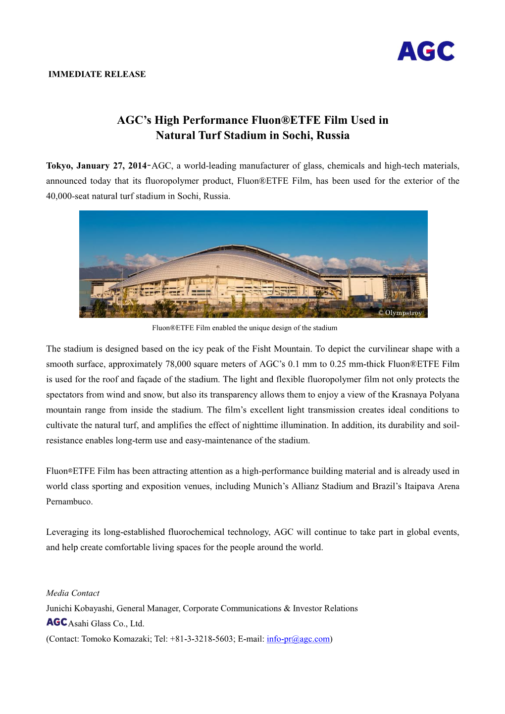 AGC's High Performance Fluon®ETFE Film Used in Natural Turf