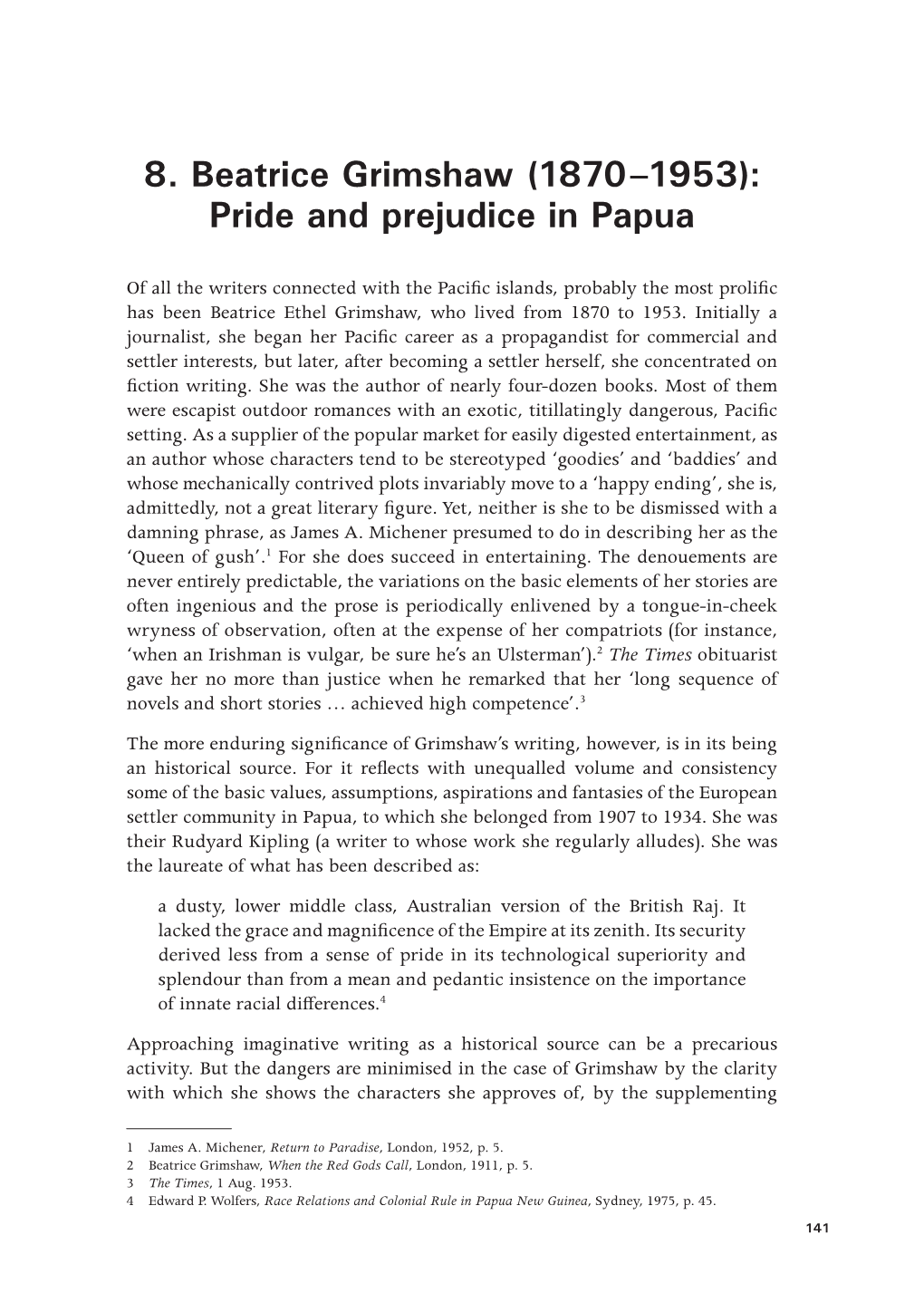 Beatrice Grimshaw (1870–1953): Pride and Prejudice in Papua