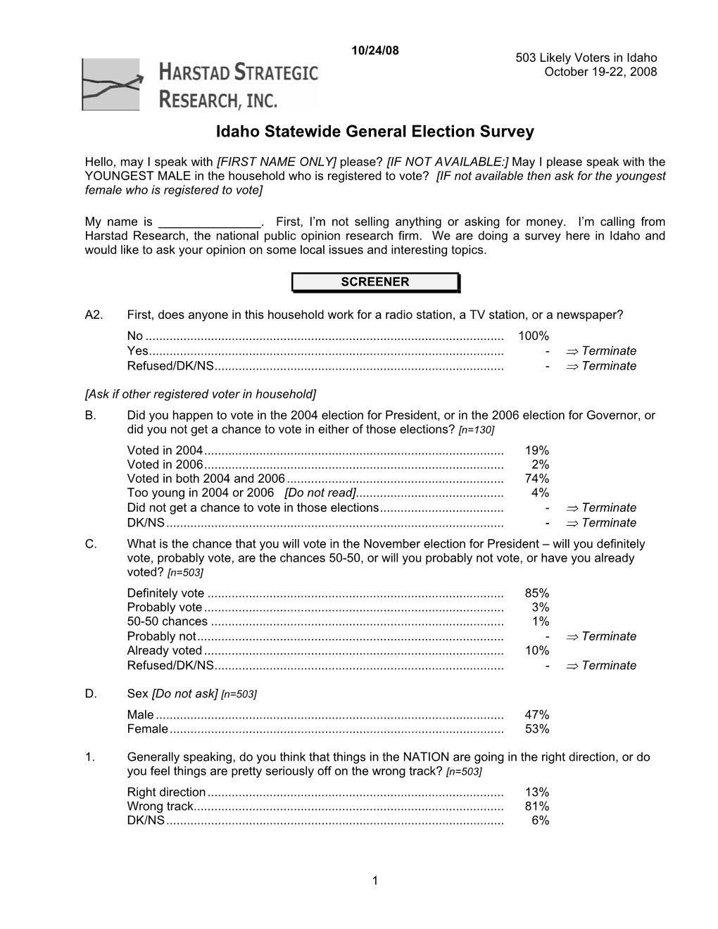 Idaho Statewide General Election Survey