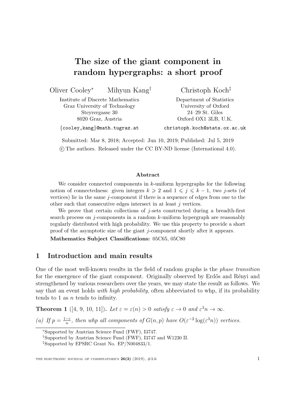 The Size of the Giant Component in Random Hypergraphs: a Short Proof