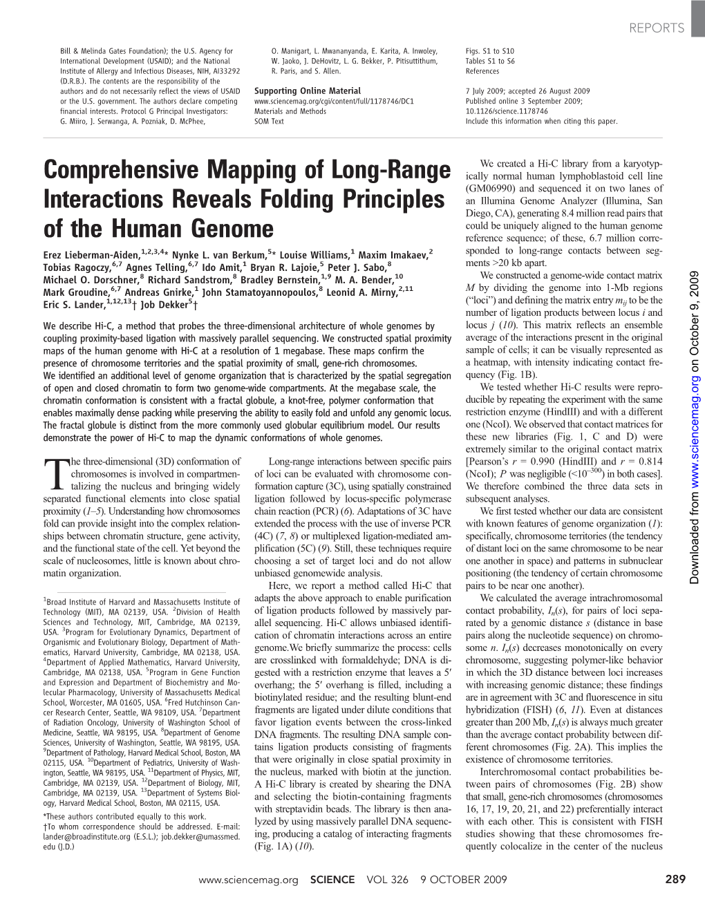 Lieberman-Aiden 2009 Science.Pdf