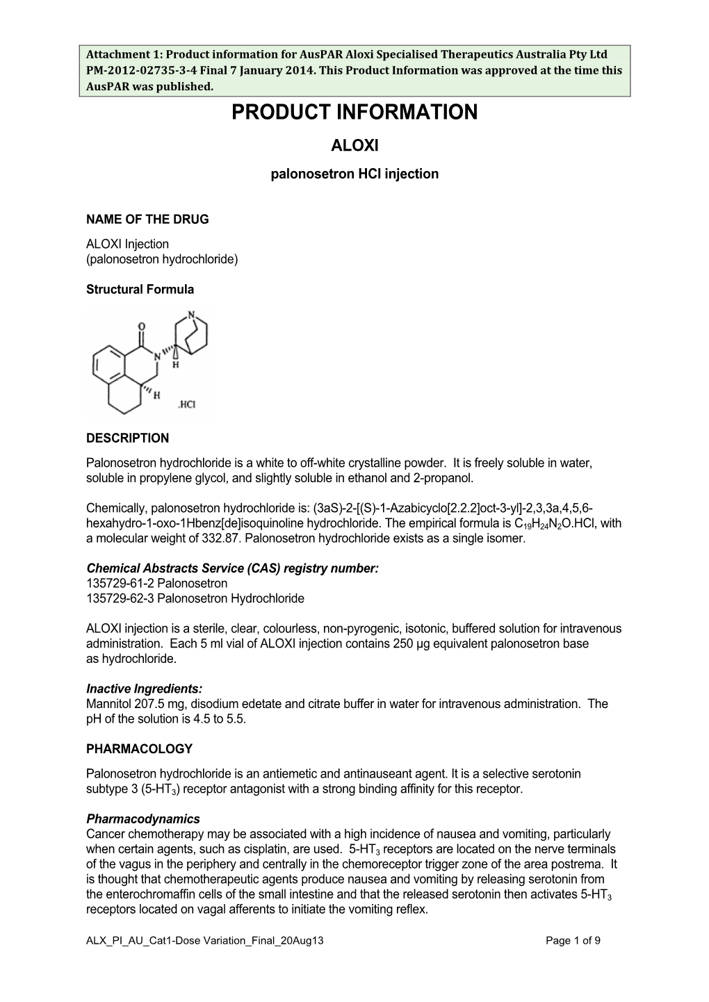 Aloxi (Palonosetron Hcl Injection)