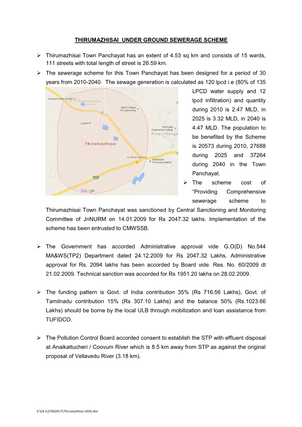 Thirumazhisai UGSS.Doc  the Additional Length Causes Change in the Size of Pipe