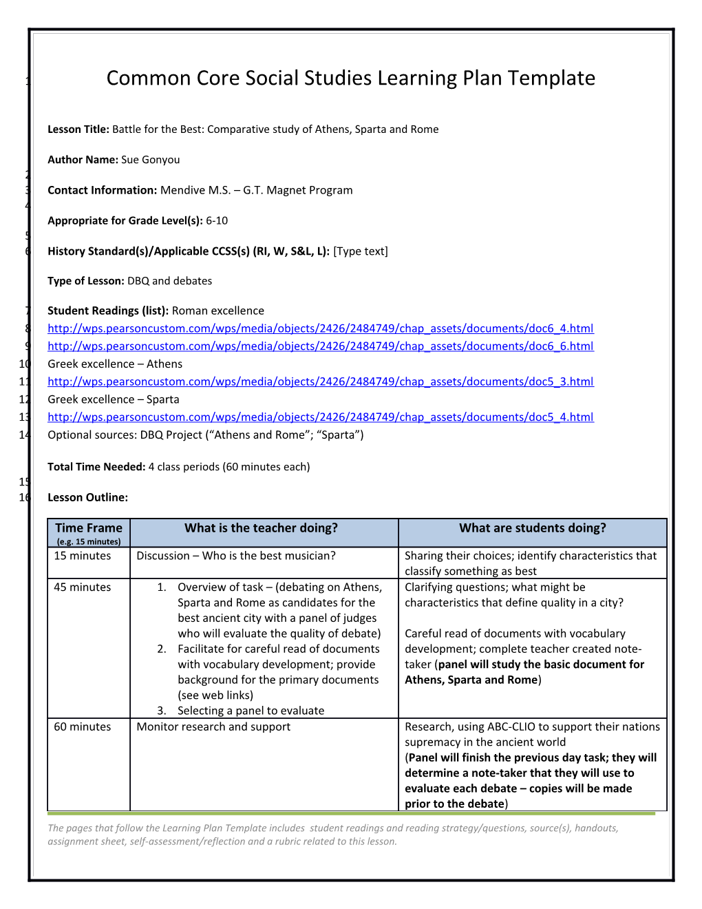 Common Core Social Studies Learning Plan Template s1