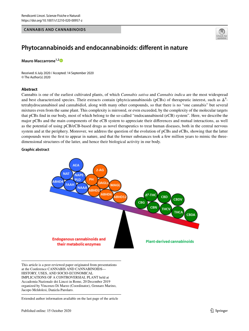 Phytocannabinoids and Endocannabinoids: Diferent in Nature