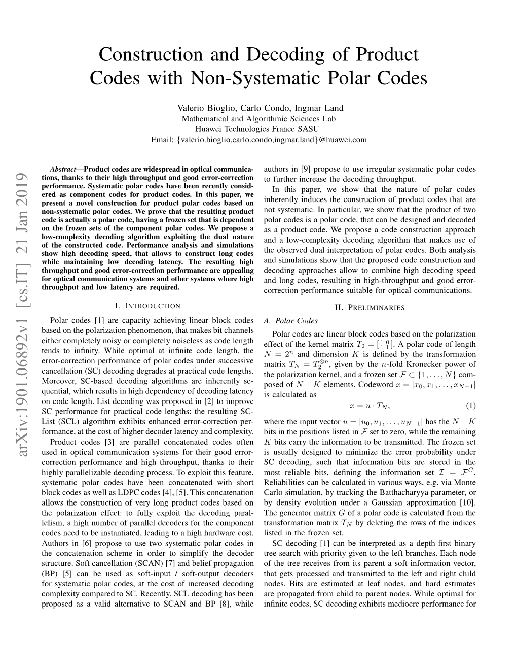 Construction and Decoding of Product Codes with Non-Systematic Polar