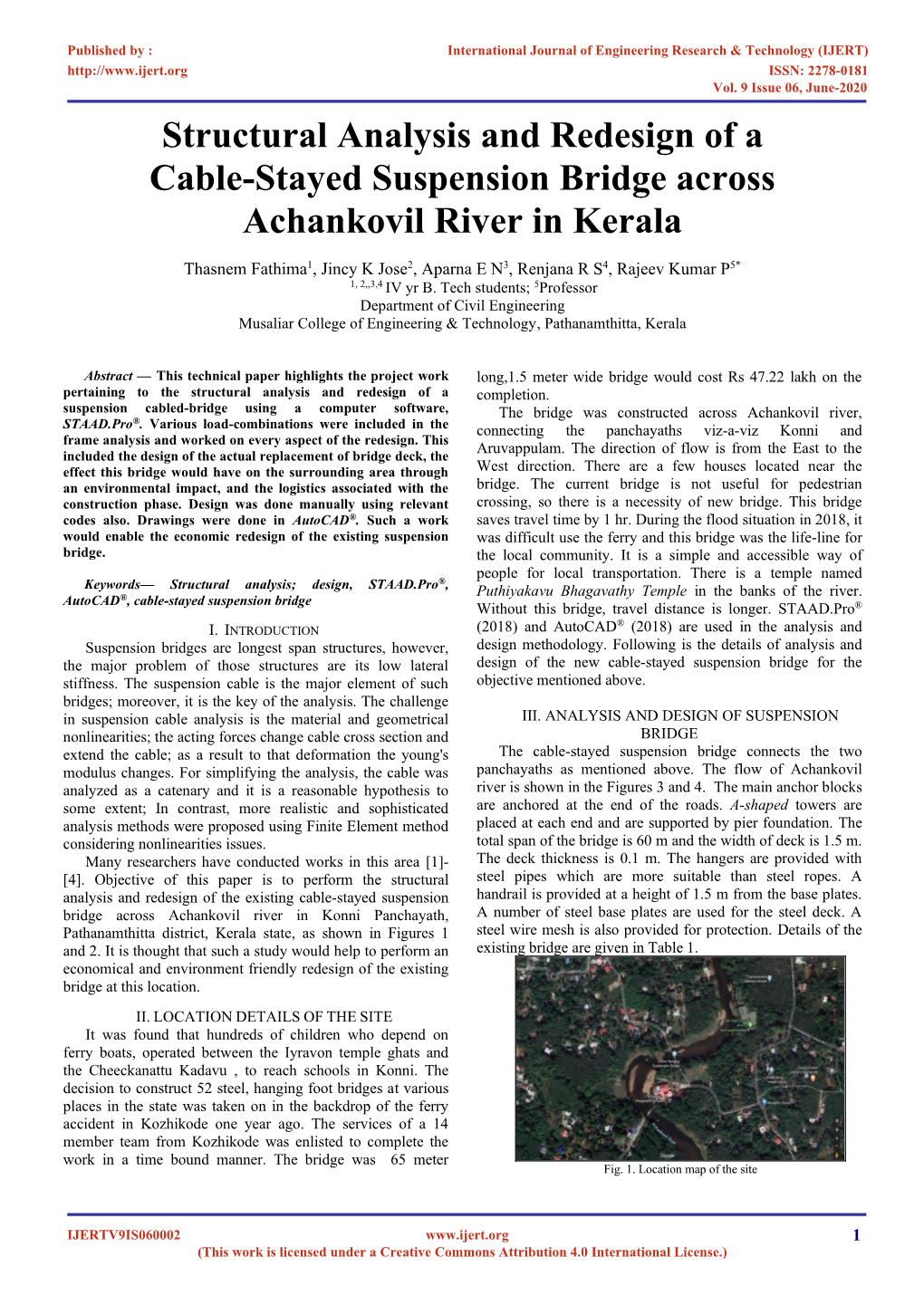 Structural Analysis and Redesign of a Cable-Stayed Suspension Bridge Across Achankovil River in Kerala