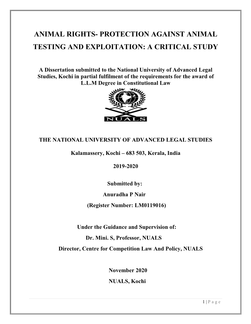 Animal Rights- Protection Against Animal Testing and Exploitation: a Critical Study