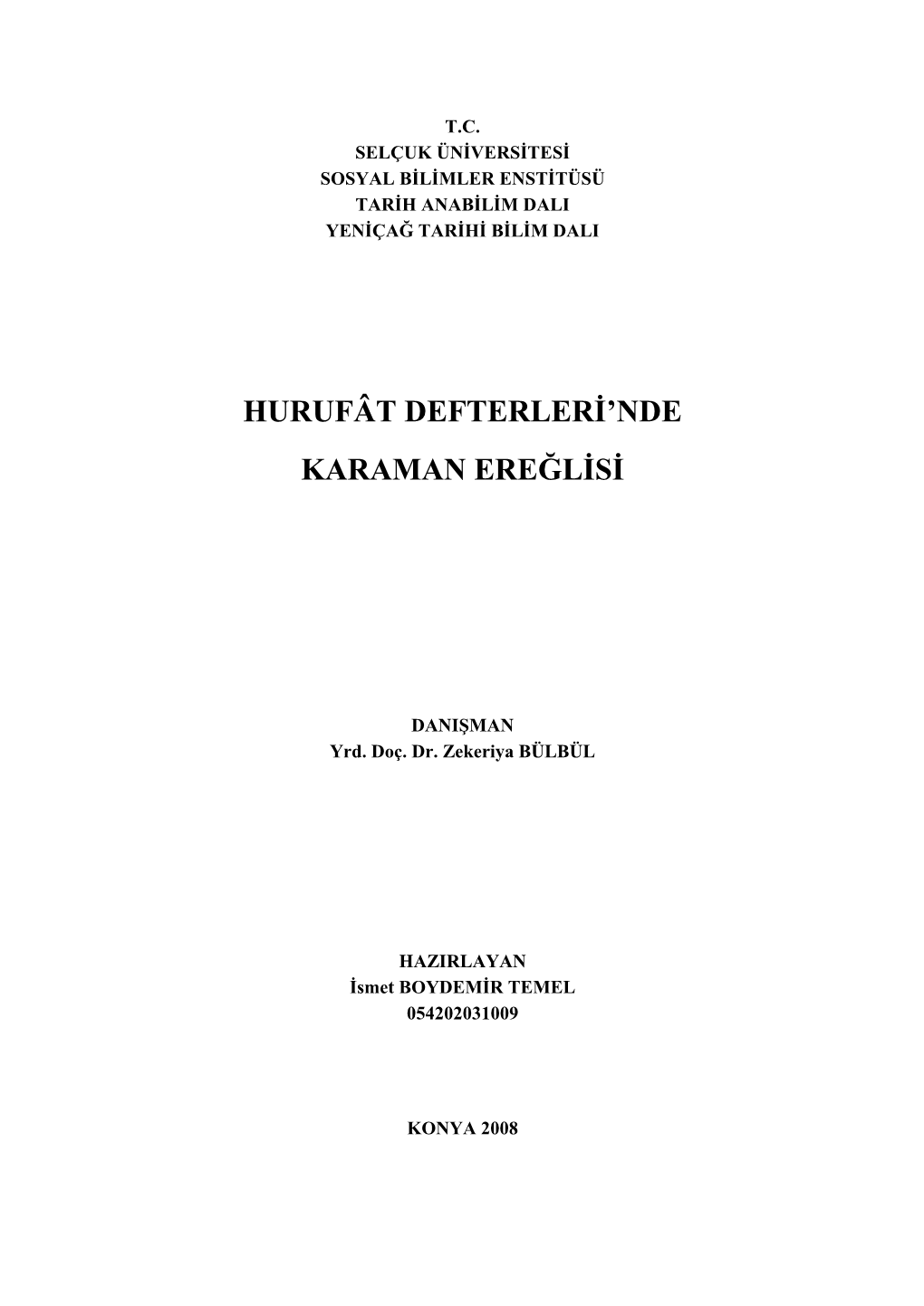 Hurufât Defterleri'nde Karaman Ereğlisi