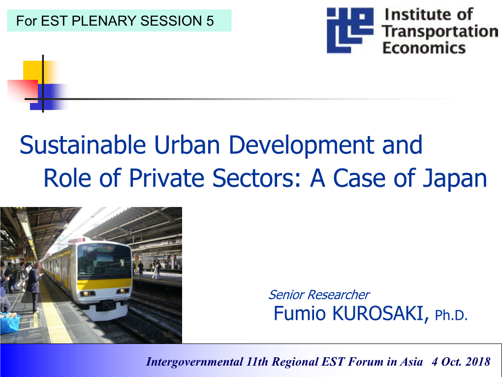 Plenary Session 5 Presentation 2: Sustainable Urban Development