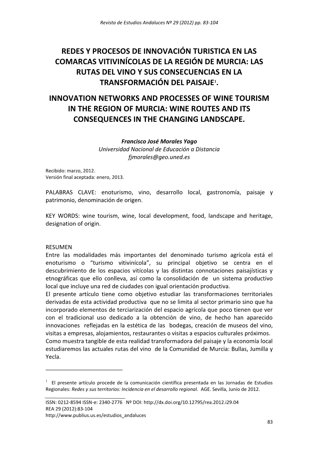 Las Rutas Del Vino Y Sus Consecuencias En La Transformación Del Paisaje1