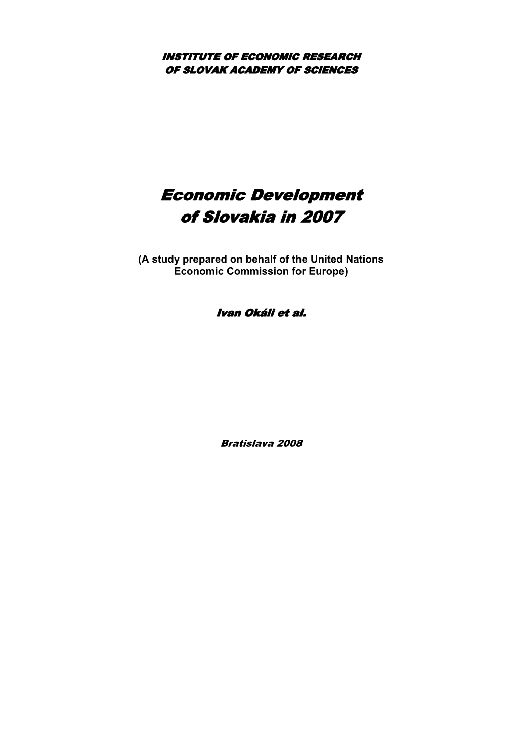 Economic Development of Slovakia in 2007