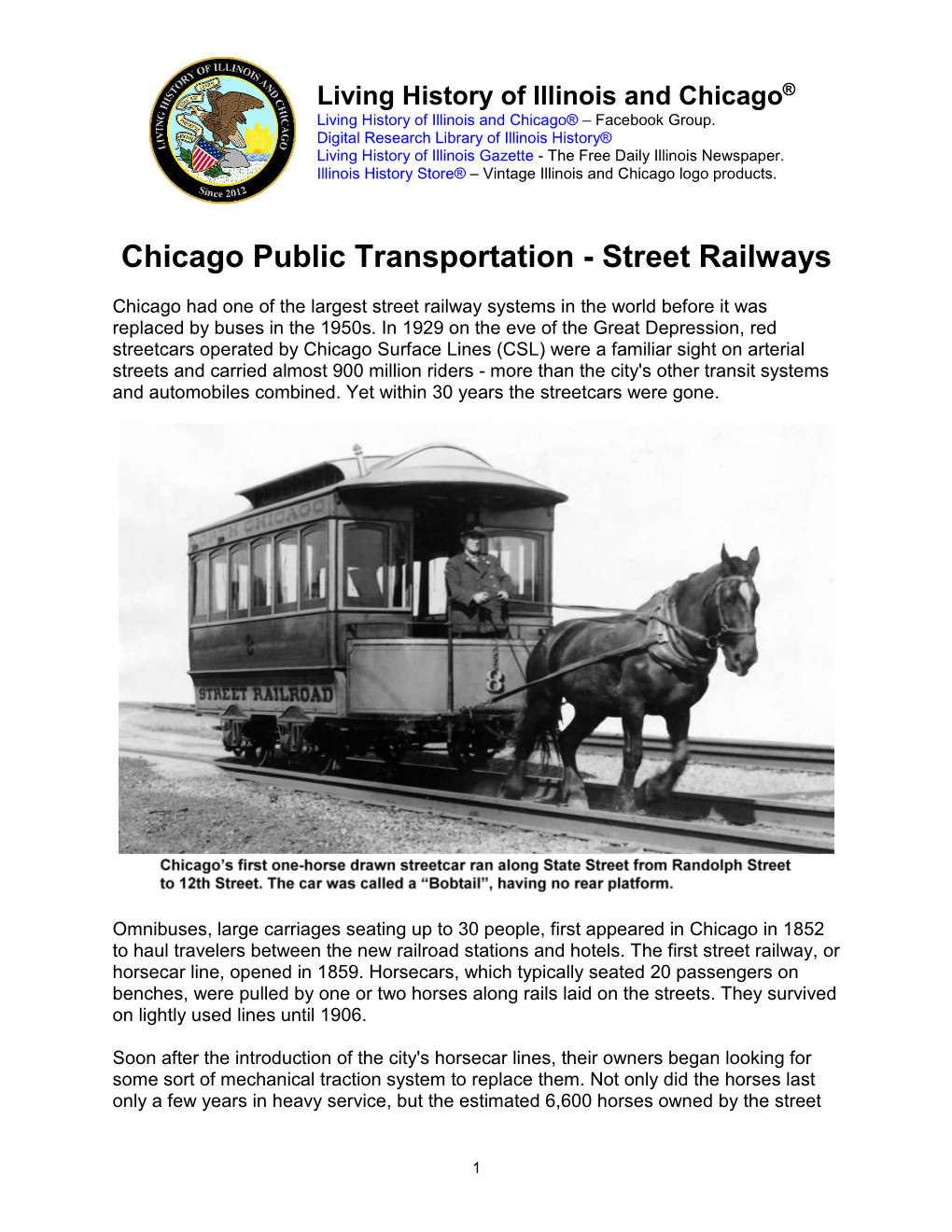 Chicago Public Transportation - Street Railways