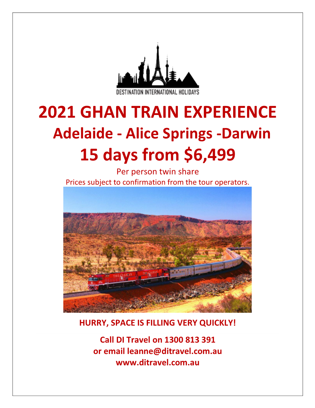 2021 GHAN TRAIN EXPERIENCE 15 Days from $6,499