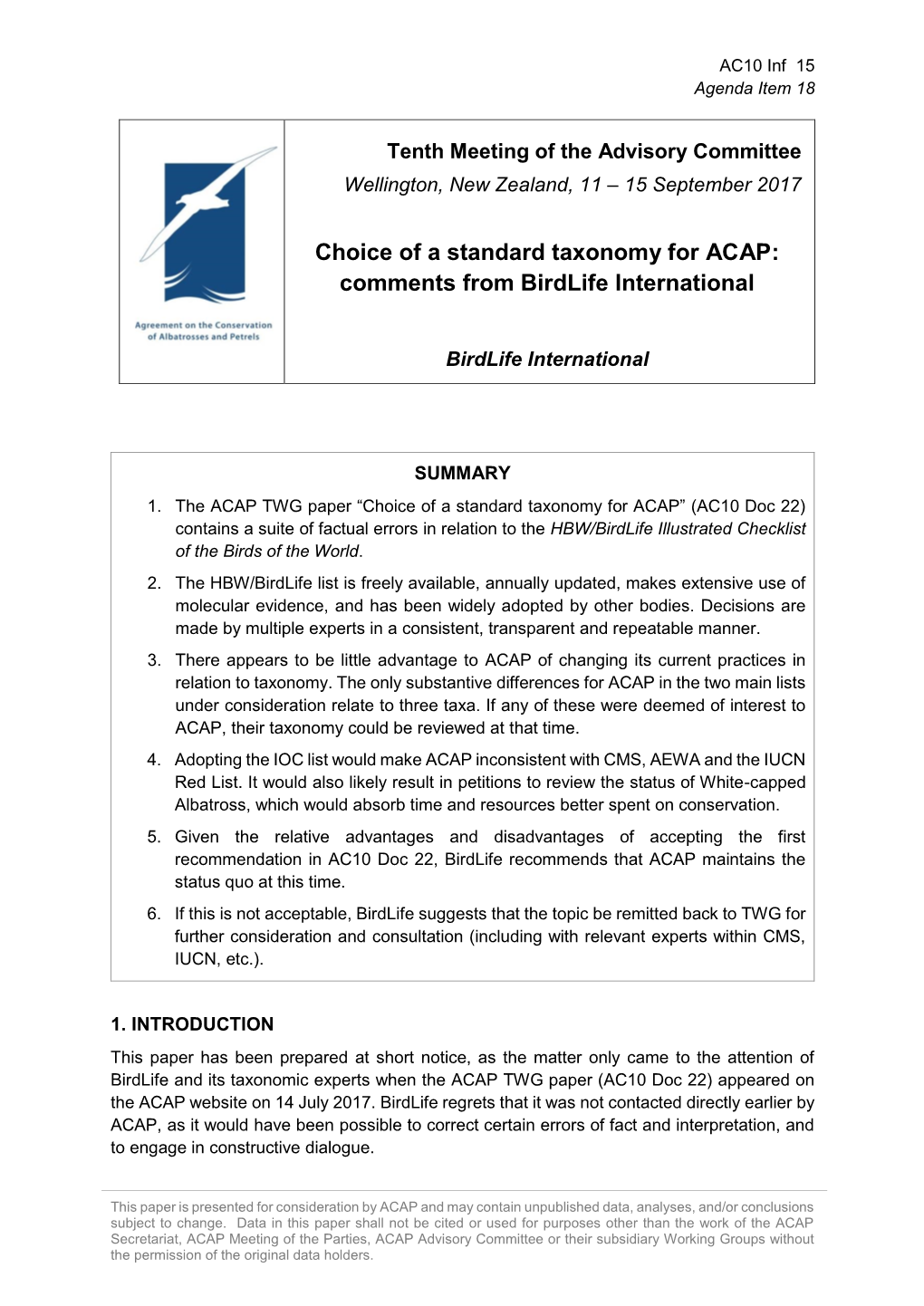 AC10 Inf 15 Agenda Item 18