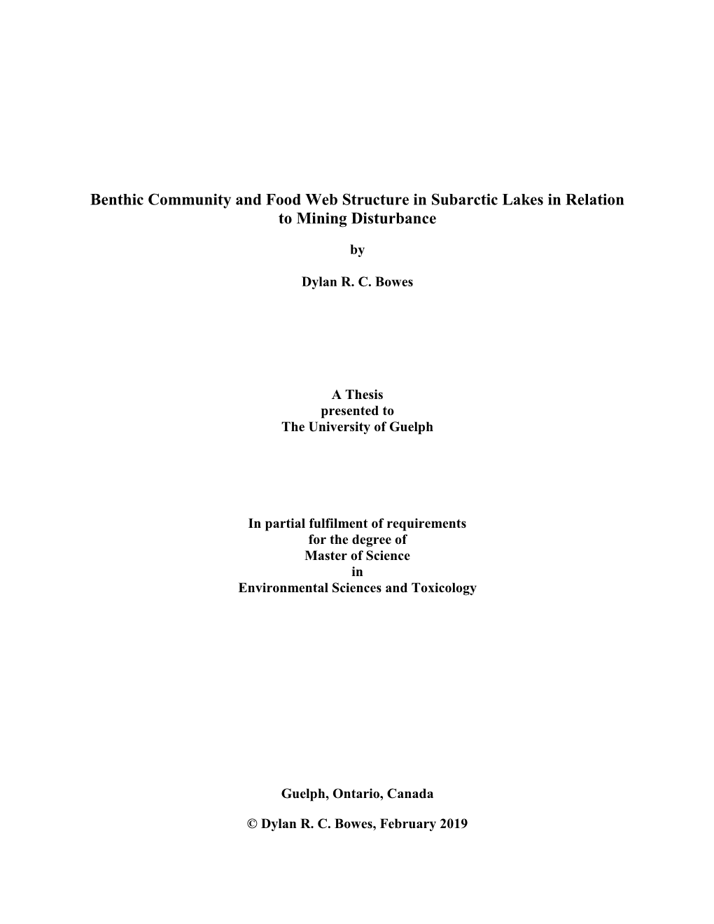 Benthic Community and Food Web Structure in Subarctic Lakes in Relation to Mining Disturbance