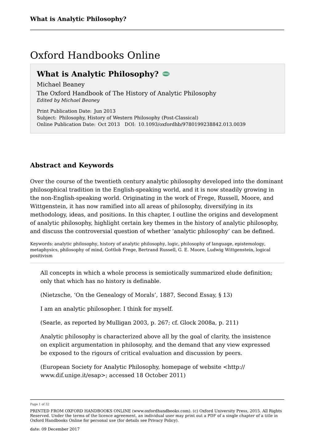 What Is Analytic Philosophy?