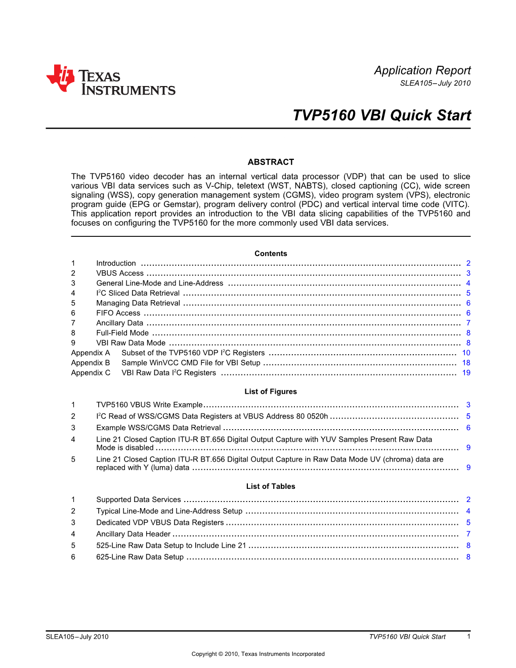 TVP5160 VBI Quick Start (Pdf, 252