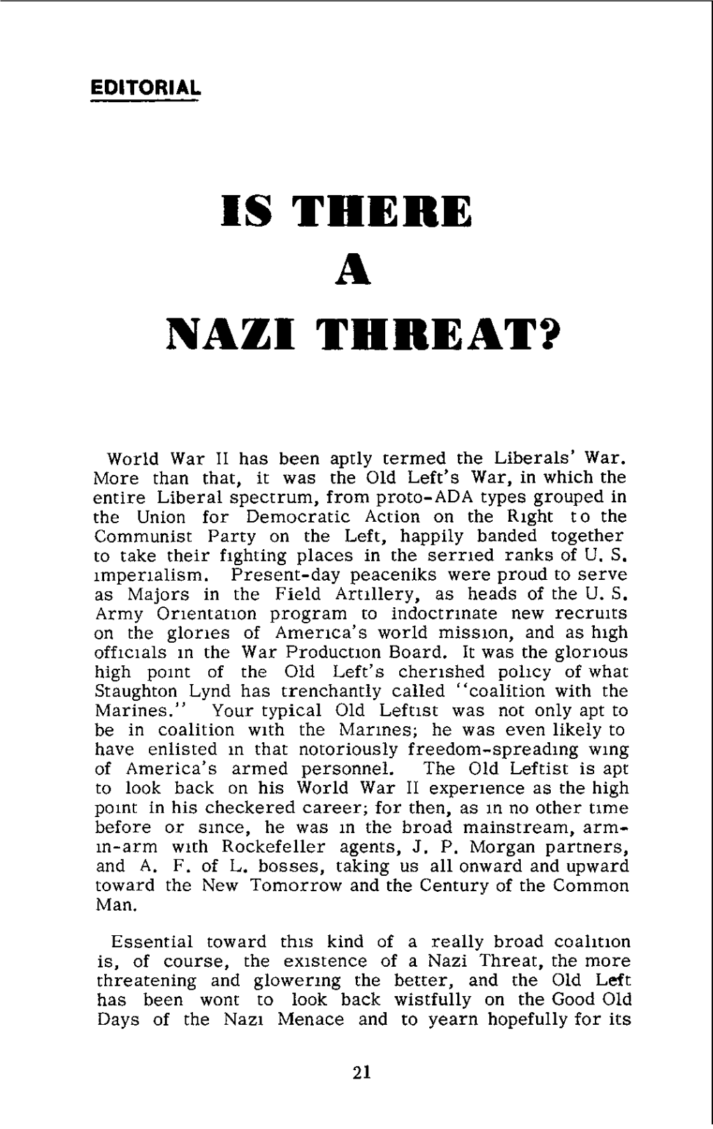 Is There a Nazi Threat?